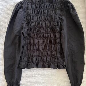 H&M Black Smocked Blouse
